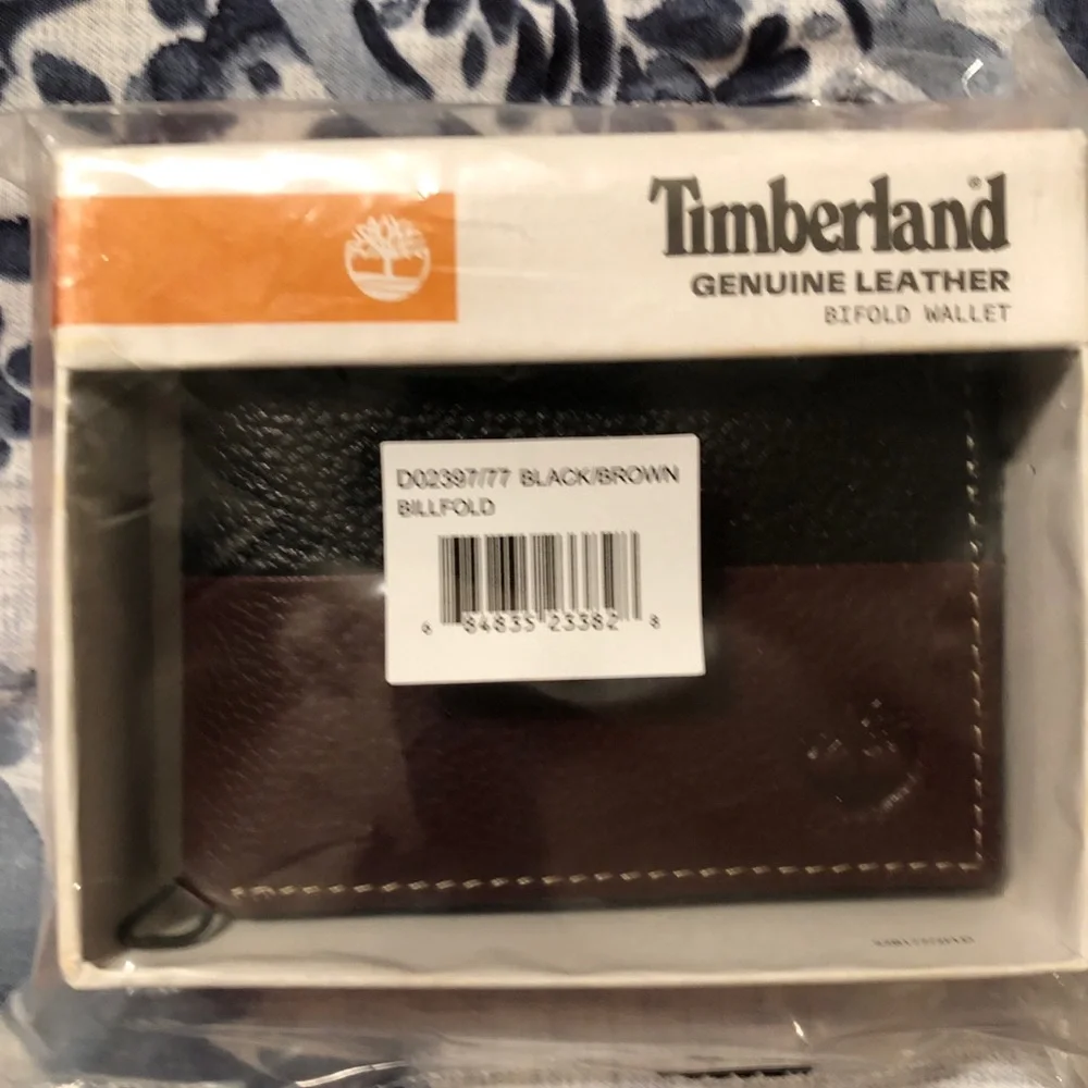 Timberland Men's Leather Passcase Credit Card Id Billfold Wallet Blk/Brown